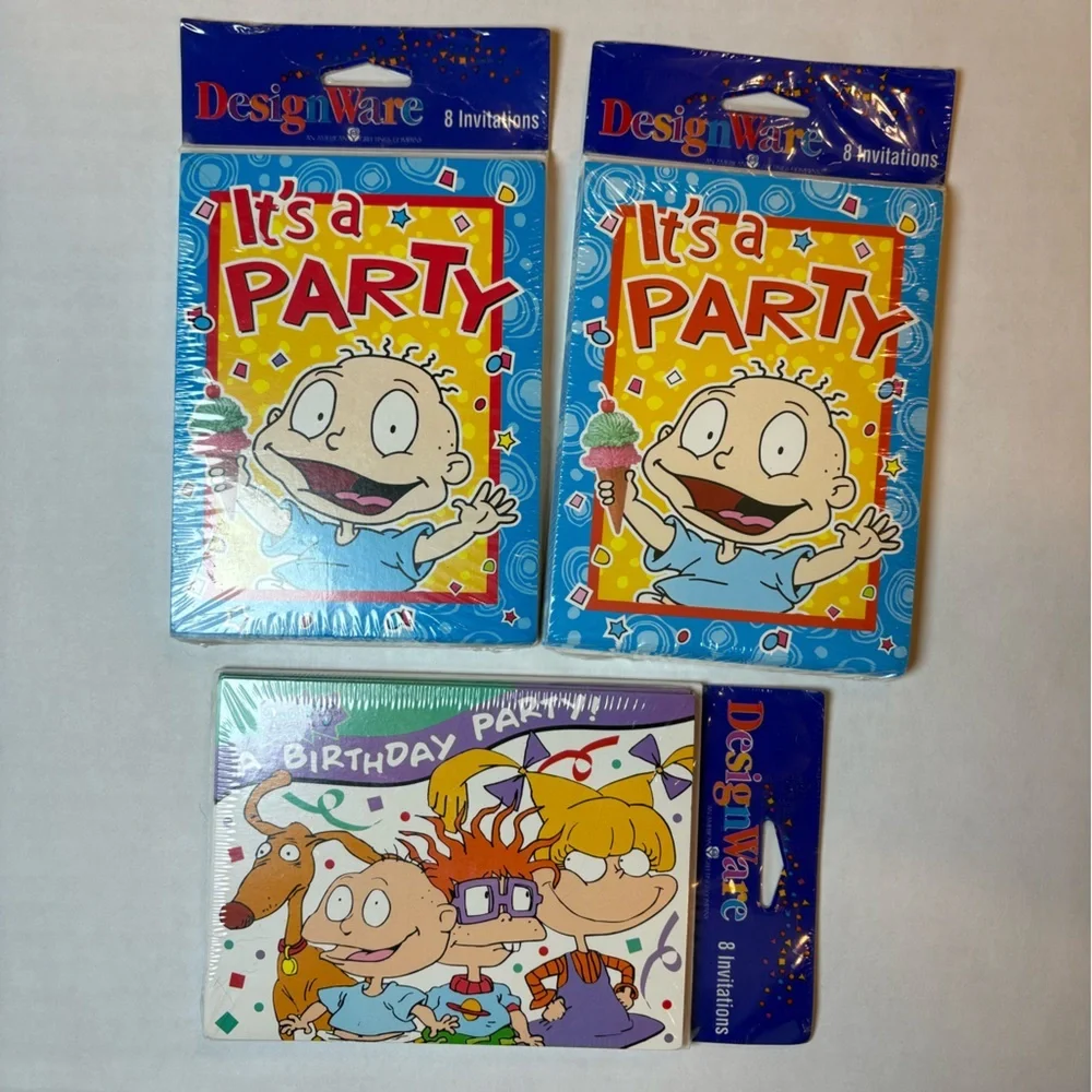 Nickelodeon Rugrats VTG birthday invitations 3 sealed packages 24 NOS NIP